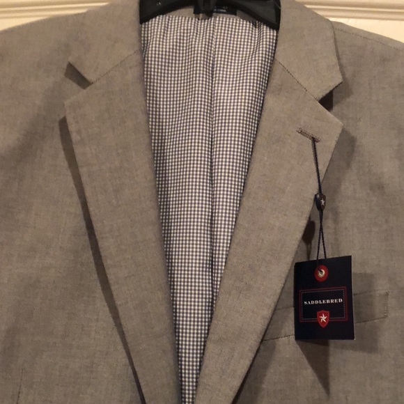 NWT -Saddlebred 42R Gray Chambray Cotton Sports Jacket - Picture 2 of 7